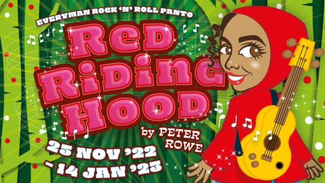 Red riding hood holding a guitar
