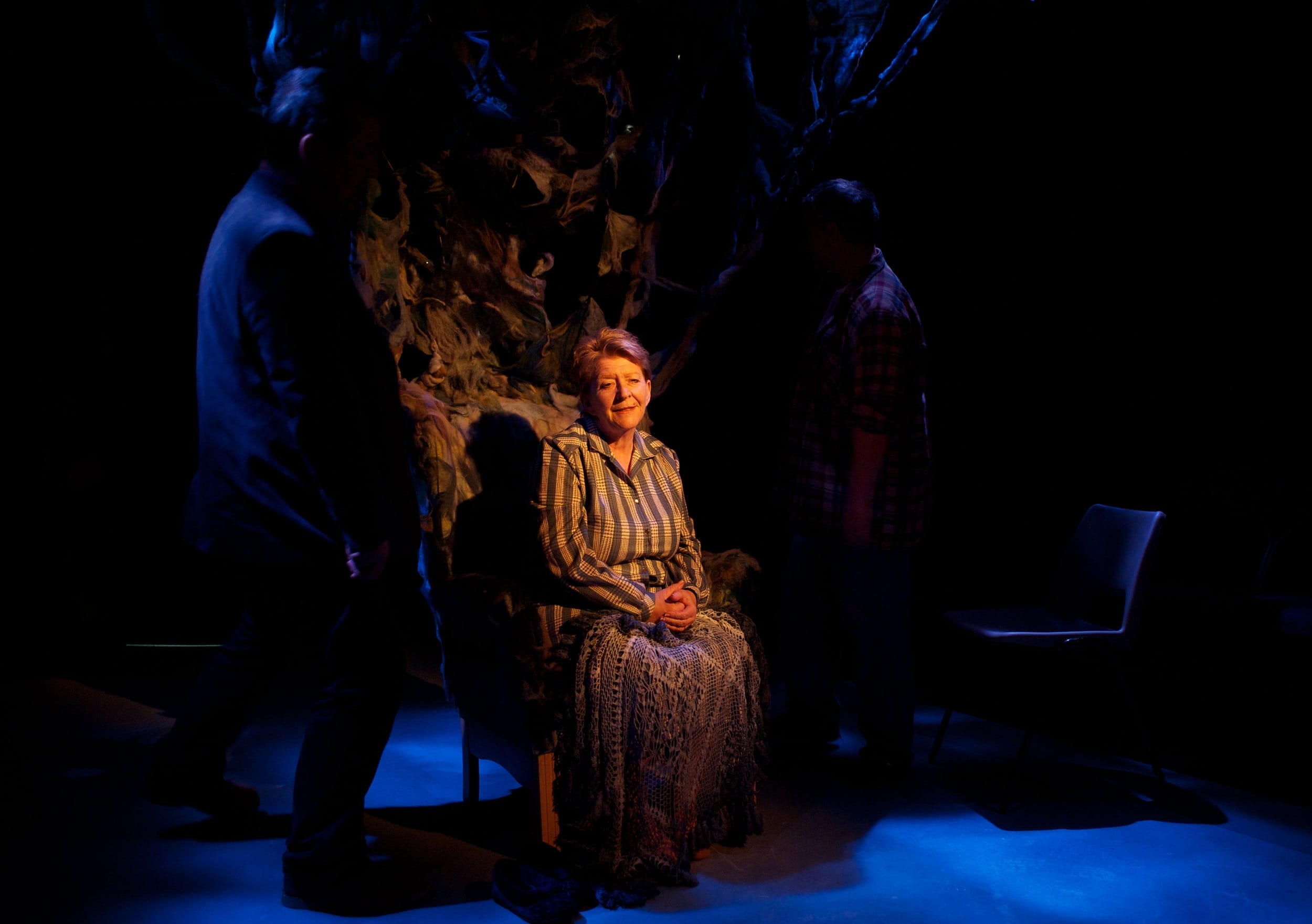 A woman sat on a tree