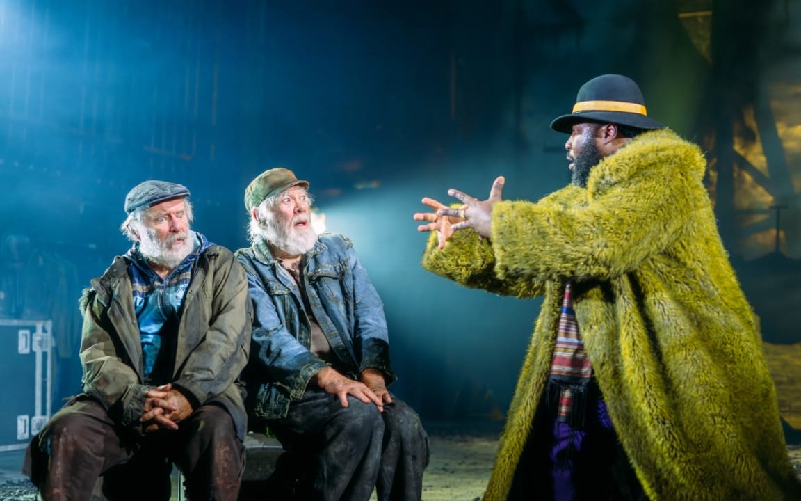 George Costigan as Vladimir, Matthew Kelly as Estragon and Gbolahan Obisesan as Pozzo - Photographer Mihaela Bodlovic