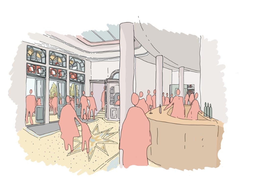 Feasibility sketch of Entrance Hall, by Haworth Tompkins