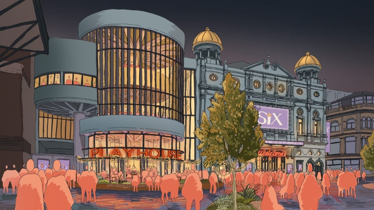 Feasibility sketch external night, by Haworth Tompkins