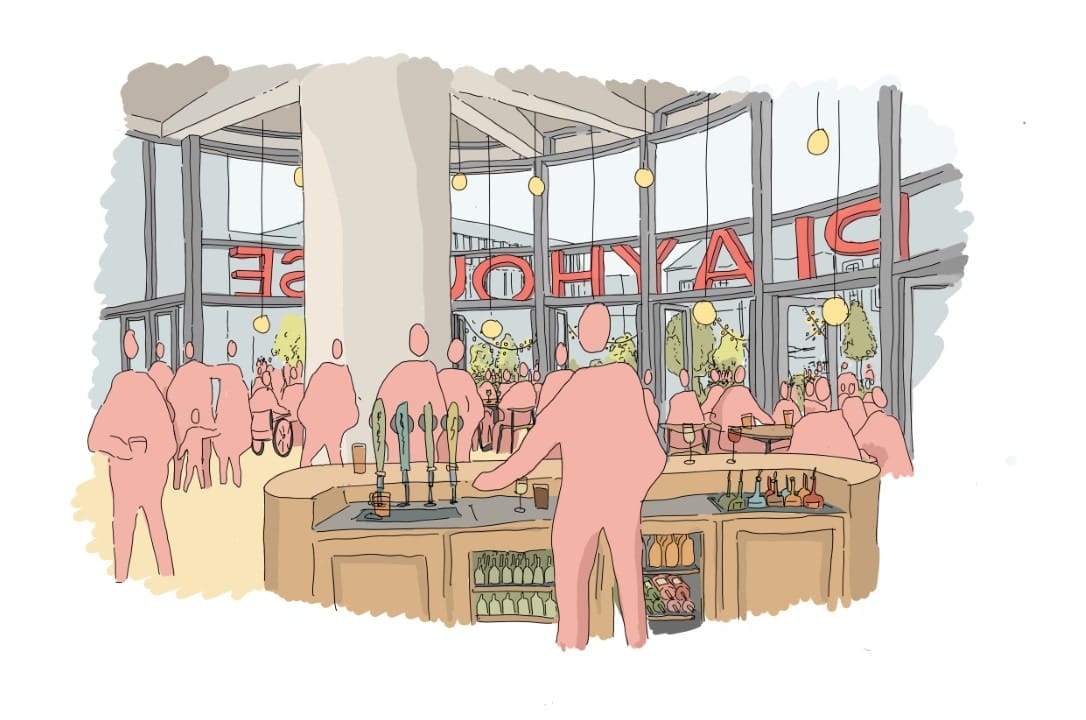 Feasibility sketch of internal drum, by Haworth Tompkins